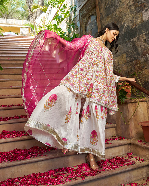 Eira Handblock Cotton Gotapatti Sharara Set