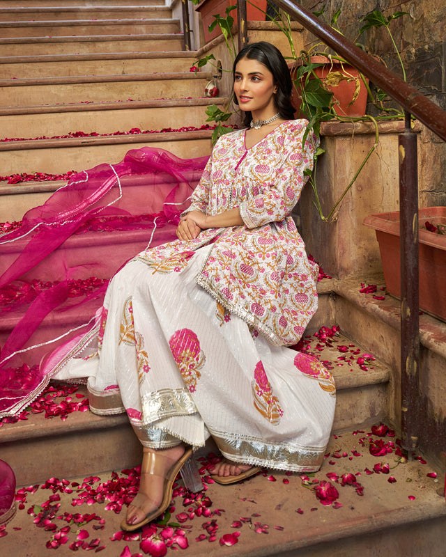 Eira Handblock Cotton Gotapatti Sharara Set