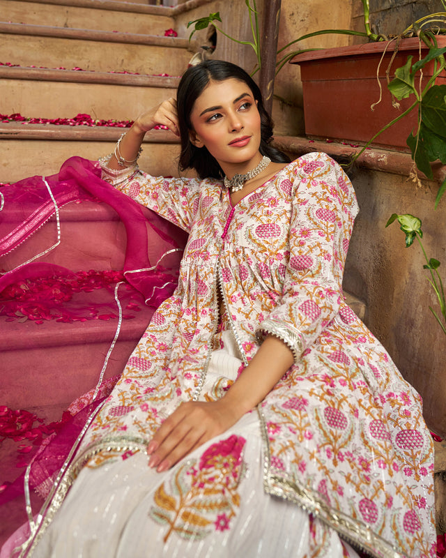 Eira Handblock Cotton Gotapatti Sharara Set