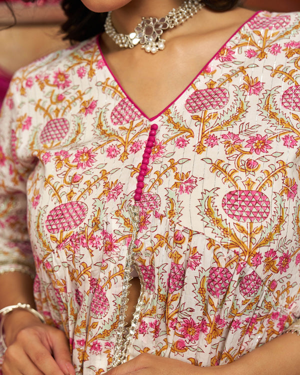 Eira Handblock Cotton Gotapatti Sharara Set