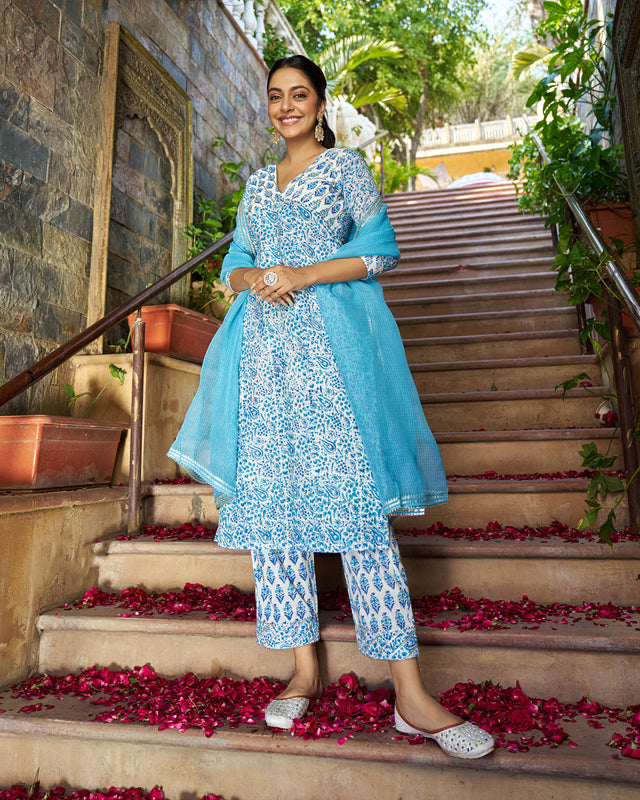 Aabha Handblock Cotton Gotapatti Suit Set