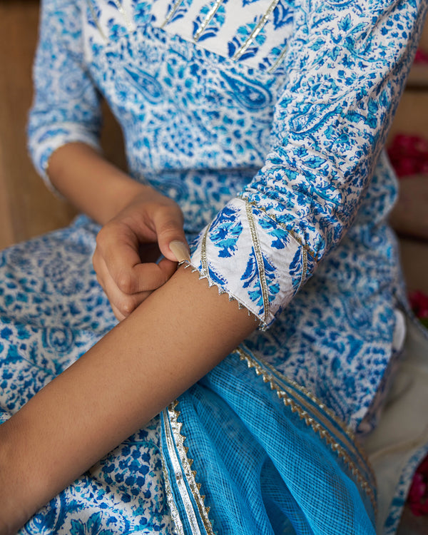 Aabha Handblock Cotton Gotapatti Suit Set