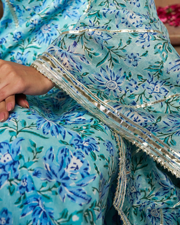 Yara Handblock Cotton Gotapatti Suit Set