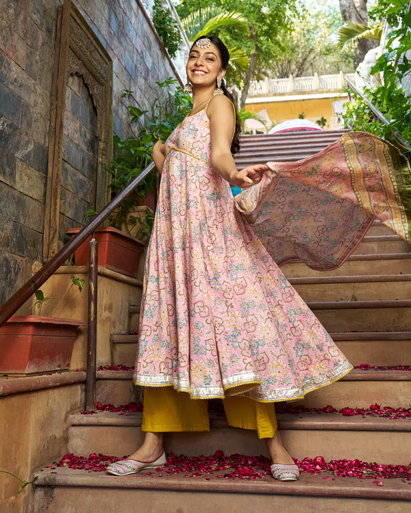 Saaz Handblock Cotton Gotapatti Suit Set