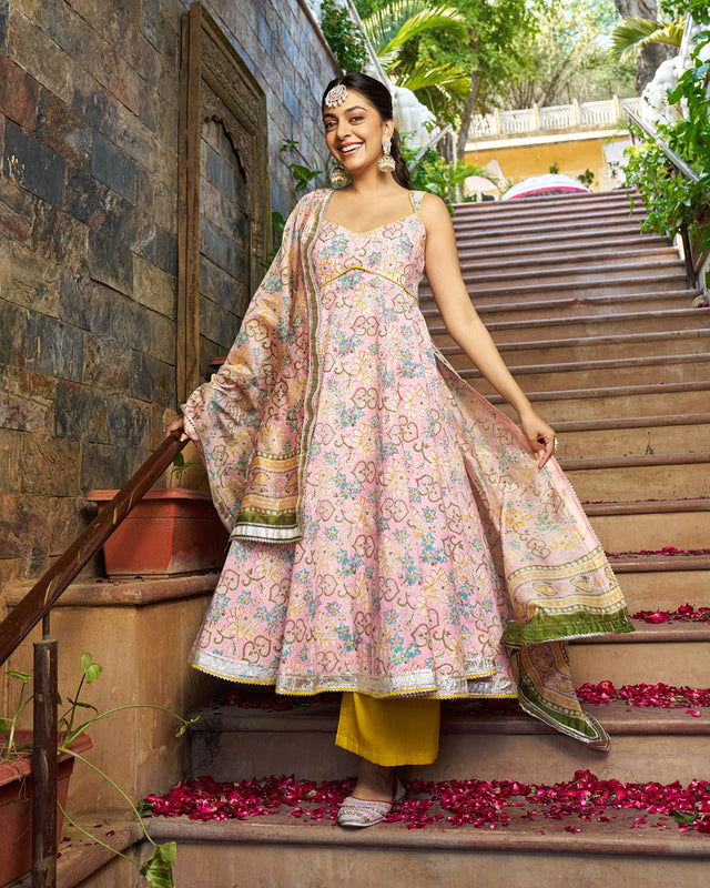 Saaz Handblock Cotton Gotapatti Suit Set