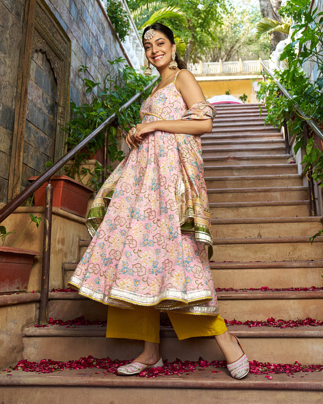 Saaz Handblock Cotton Gotapatti Suit Set