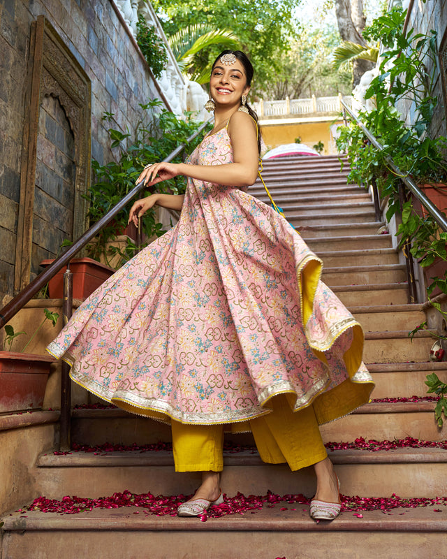 Saaz Handblock Cotton Gotapatti Suit Set