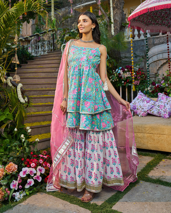 Naaz Handblock Cotton Gotapatti Sharara Set