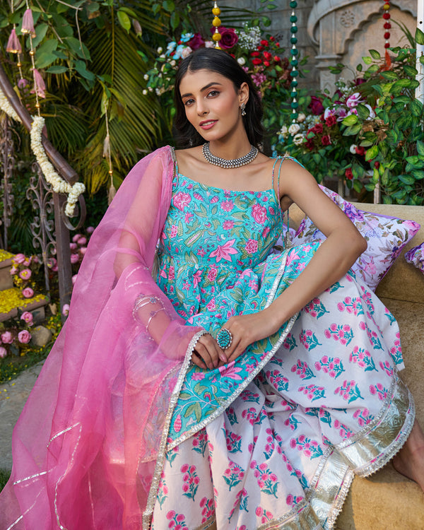 Naaz Handblock Cotton Gotapatti Sharara Set