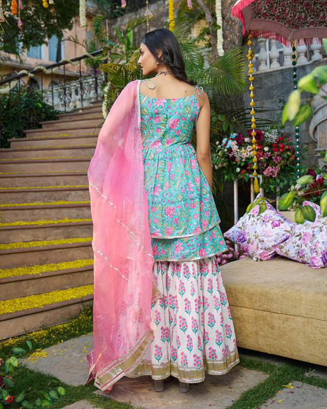 Naaz Handblock Cotton Gotapatti Sharara Set