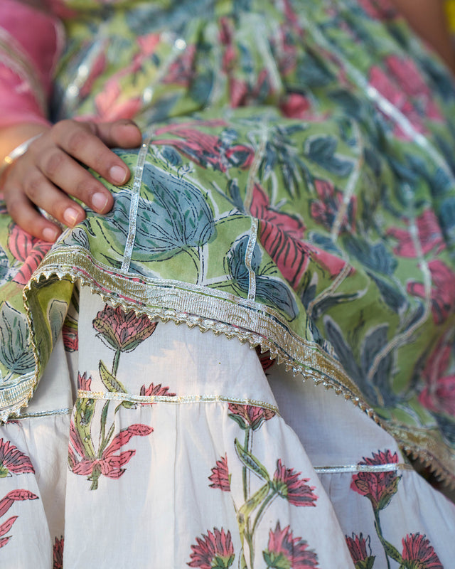 Tabeer Handblock Cotton Gotapatti Sharara Set