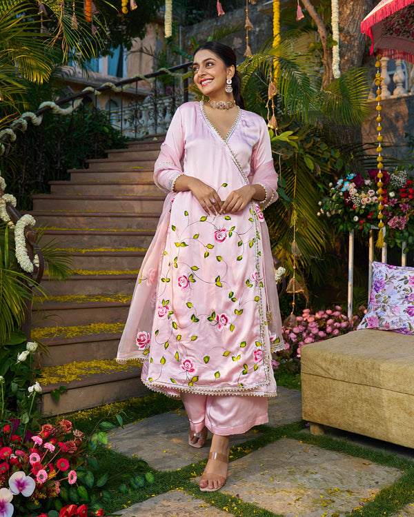 Ira Satin Handpainted Gotapatti Suit Set