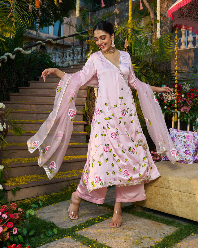 Ira Satin Handpainted Gotapatti Suit Set