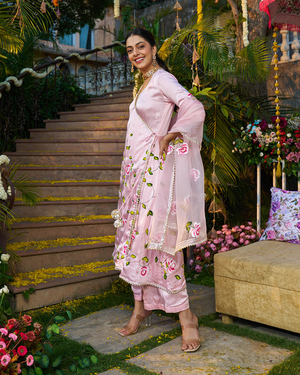 Ira Satin Handpainted Gotapatti Suit Set