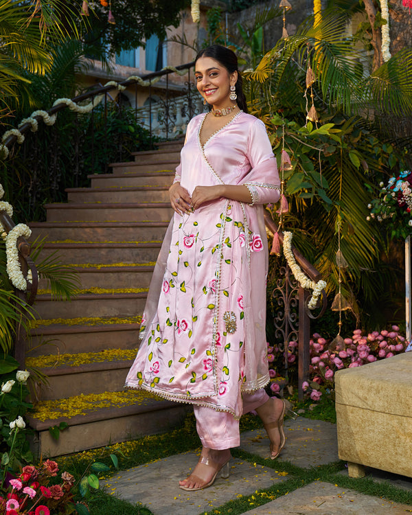 Ira Satin Handpainted Gotapatti Suit Set
