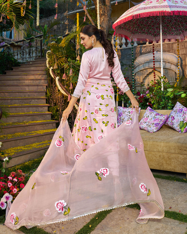 Ira Satin Handpainted Gotapatti Suit Set