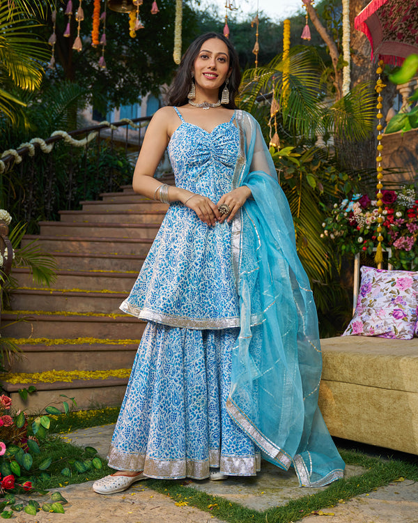 Afsana Handblock Cotton Gotapatti Sharara Set