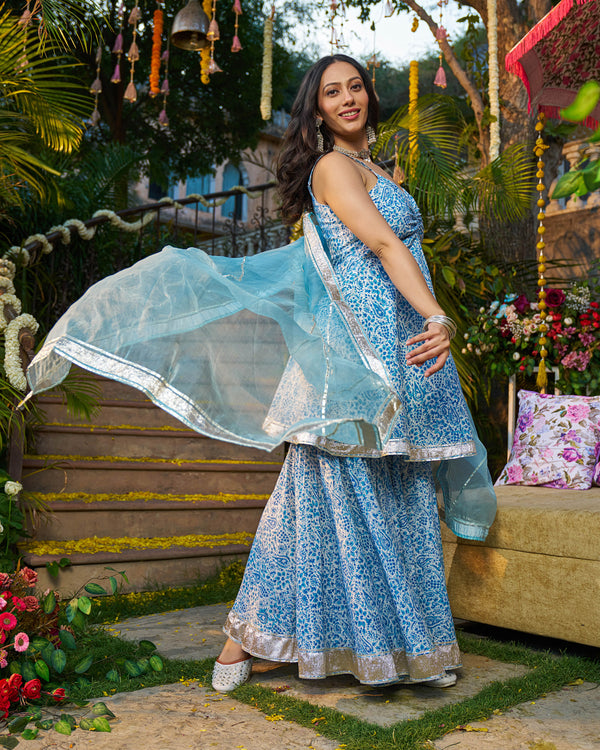 Afsana Handblock Cotton Gotapatti Sharara Set