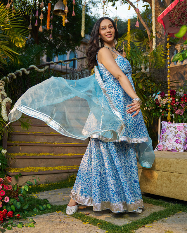 Afsana Handblock Cotton Gotapatti Sharara Set