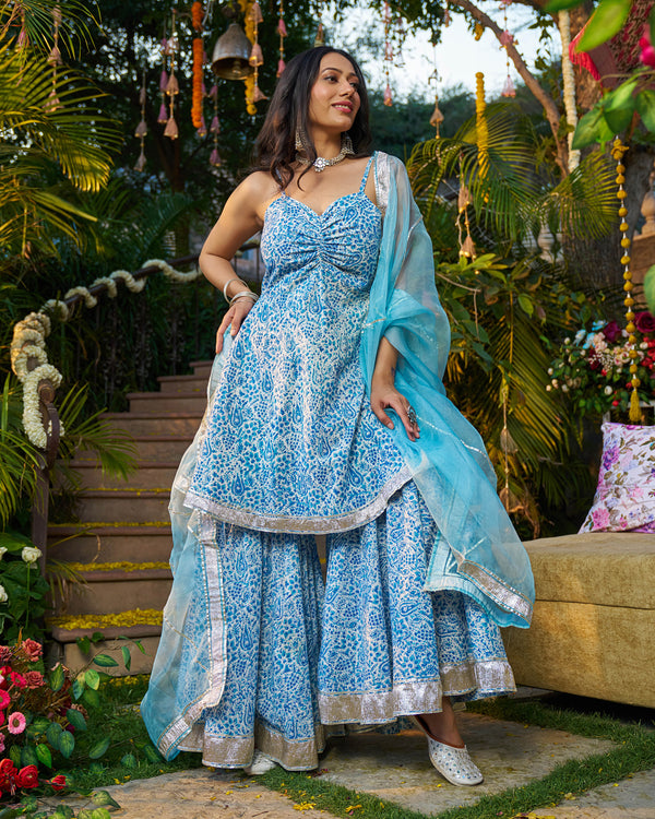 Afsana Handblock Cotton Gotapatti Sharara Set