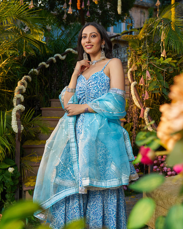 Afsana Handblock Cotton Gotapatti Sharara Set