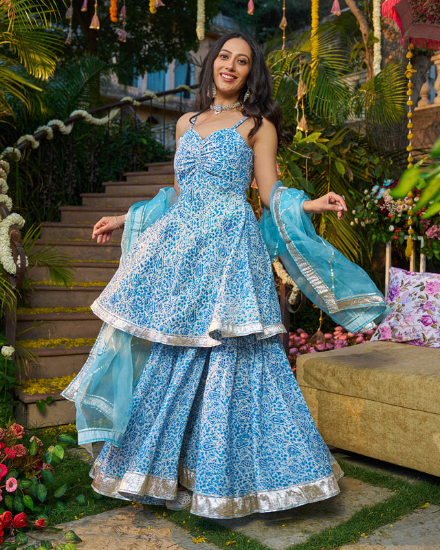 Afsana Handblock Cotton Gotapatti Sharara Set