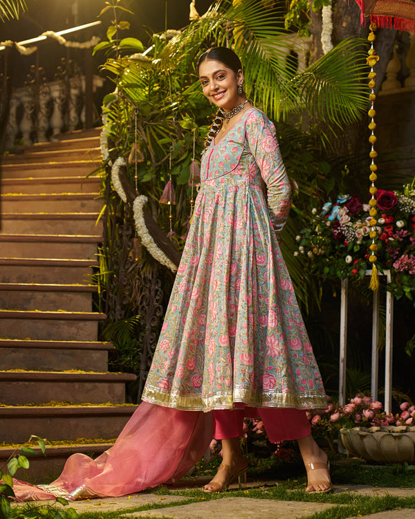 Sahil Handblock Cotton Gotapatti Suit Set