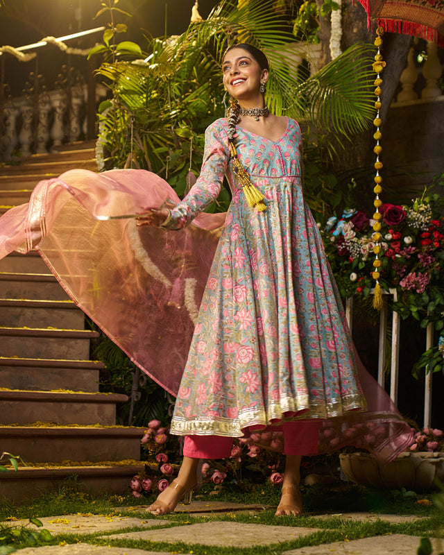 Sahil Handblock Cotton Gotapatti Suit Set