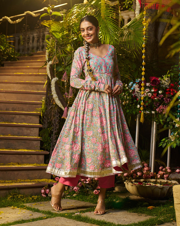 Sahil Handblock Cotton Gotapatti Suit Set