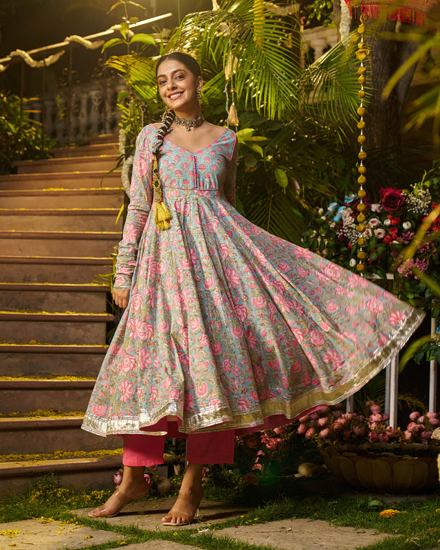 Sahil Handblock Cotton Gotapatti Suit Set