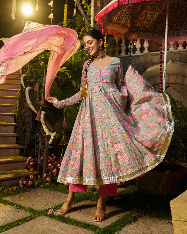 Sahil Handblock Cotton Gotapatti Suit Set