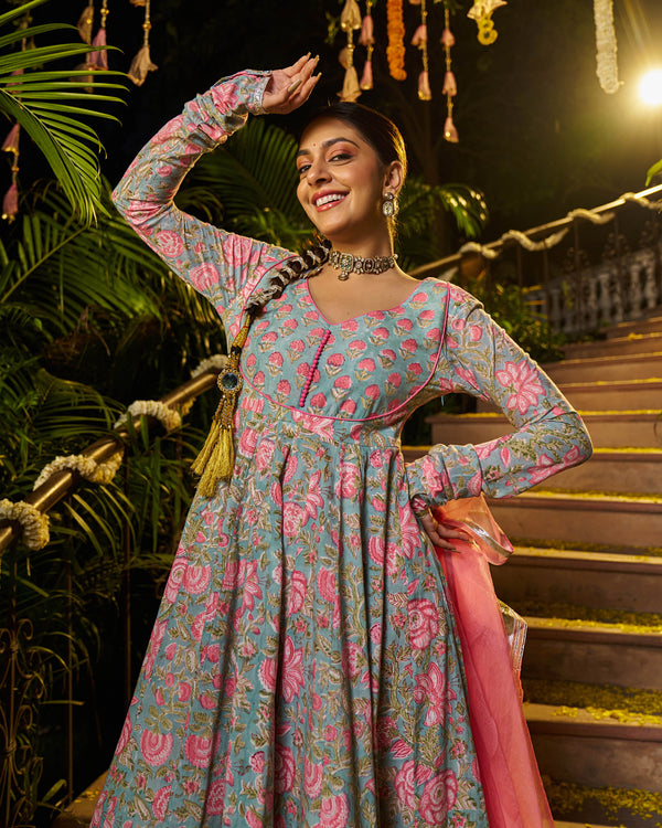 Sahil Handblock Cotton Gotapatti Suit Set