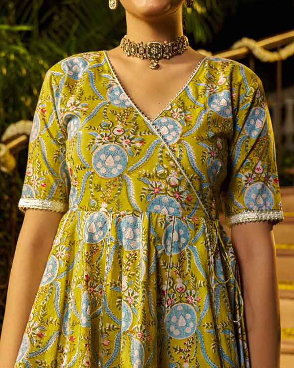 Izza Handblock Cotton Gotapatti Sharara Set