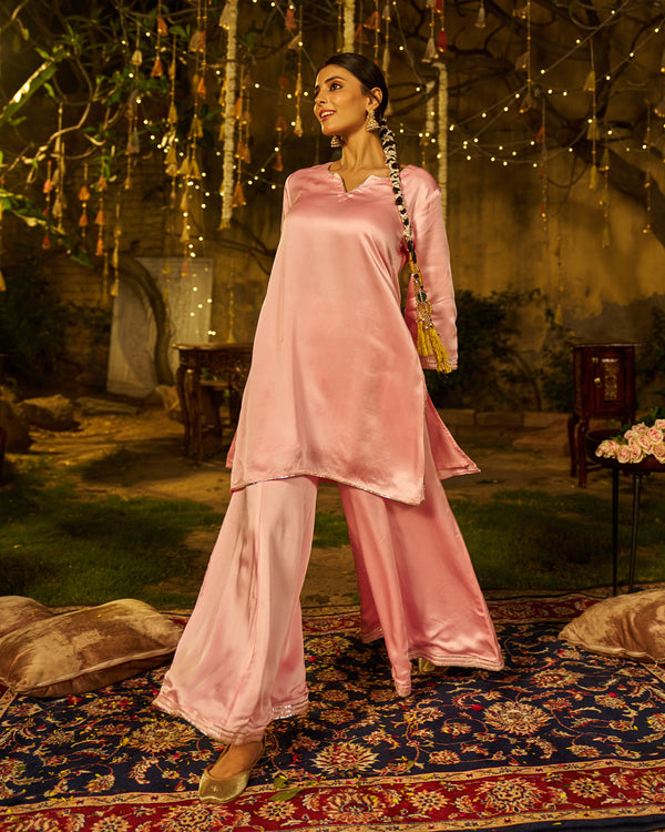 Sukoon Satin Gotapatti Coord Set