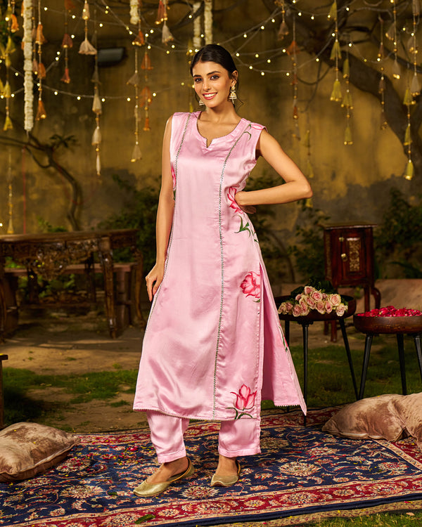 Ishq Satin Handpainted Kurta Set