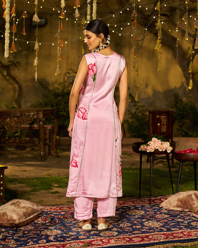 Ishq Satin Handpainted Kurta Set