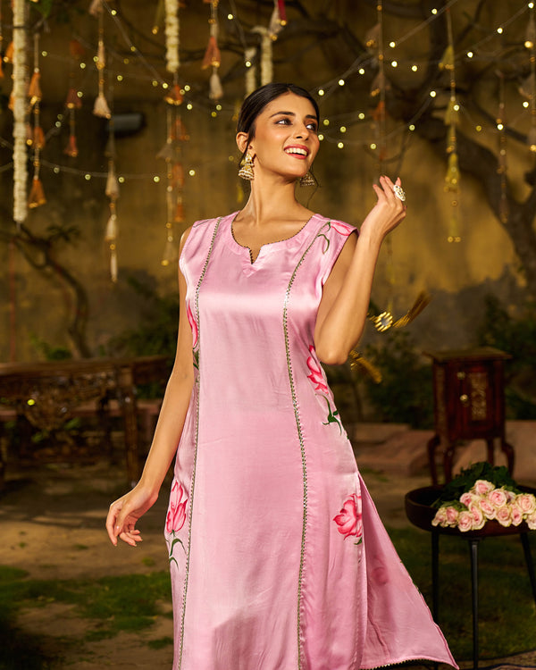 Ishq Satin Handpainted Kurta Set