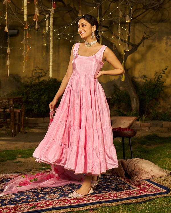 Fikr Silk Handpainted Gotapatti Suit Set