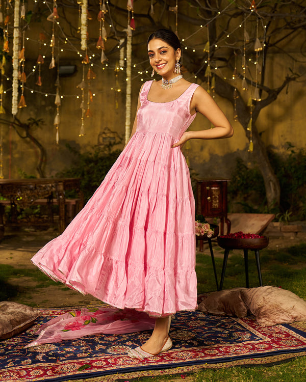 Fikr Silk Handpainted Gotapatti Suit Set