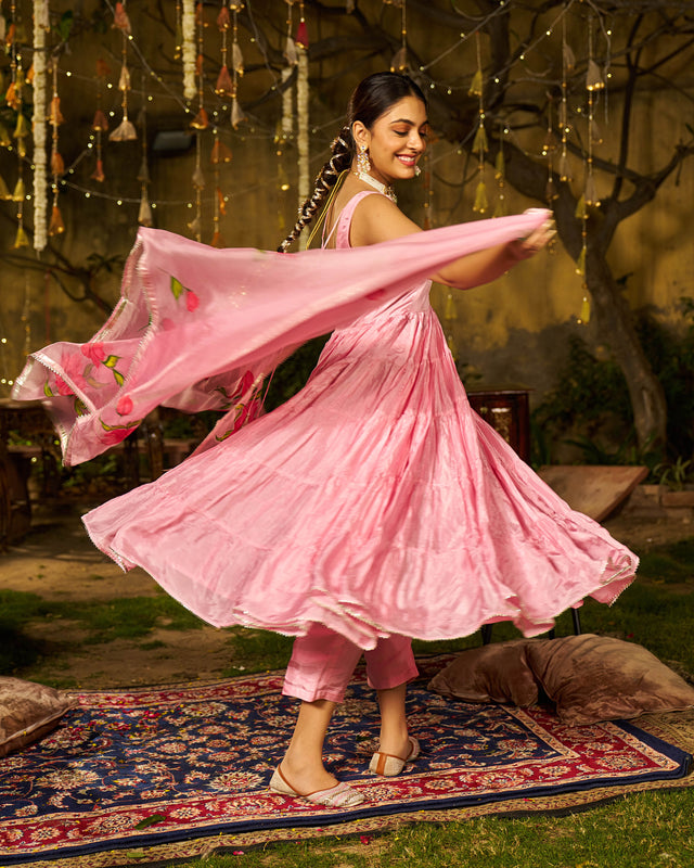 Fikr Silk Handpainted Gotapatti Suit Set