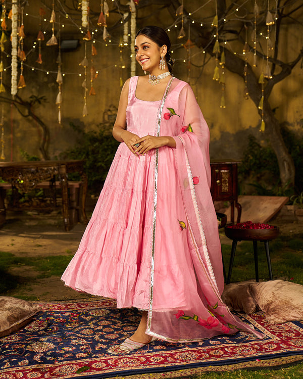 Fikr Silk Handpainted Gotapatti Suit Set