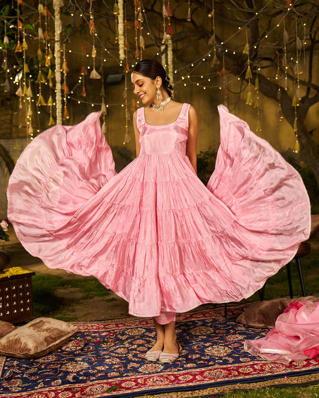 Fikr Silk Handpainted Gotapatti Suit Set