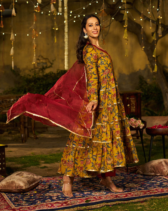 Noor Handblock Cotton Gotapatti Suit Set