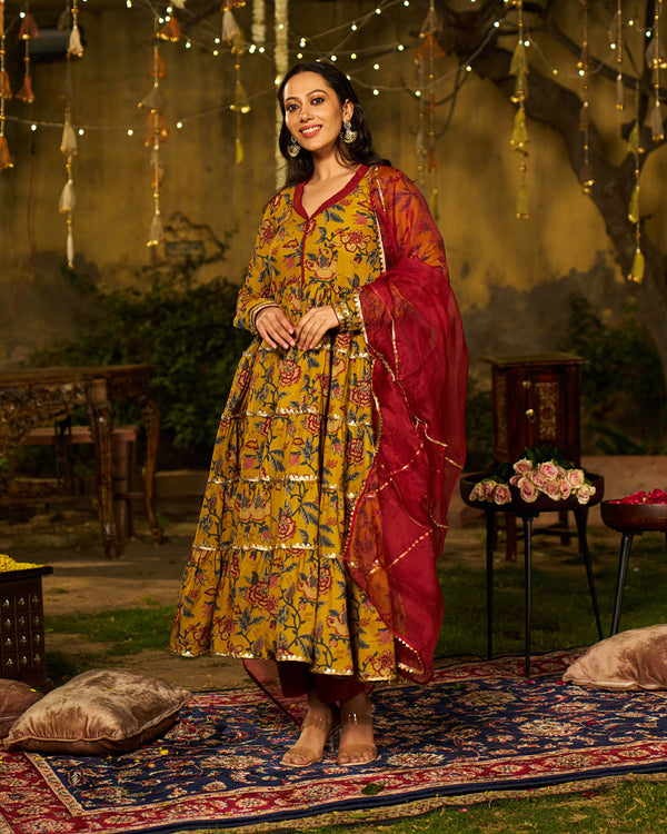 Noor Handblock Cotton Gotapatti Suit Set