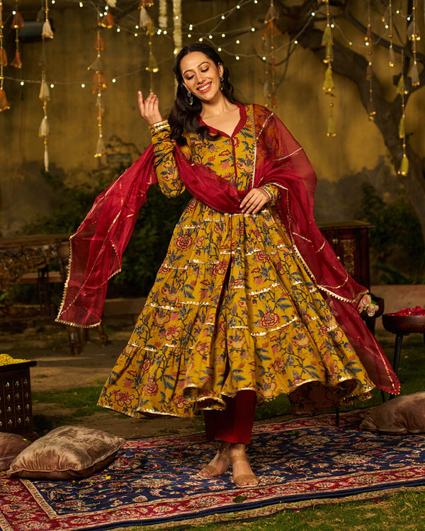 Noor Handblock Cotton Gotapatti Suit Set