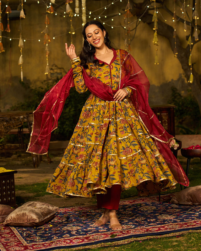 Noor Handblock Cotton Gotapatti Suit Set