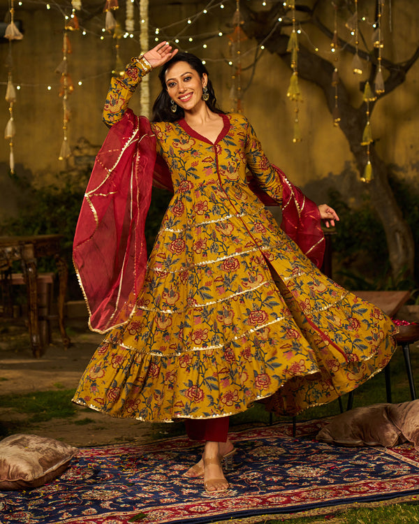 Noor Handblock Cotton Gotapatti Suit Set