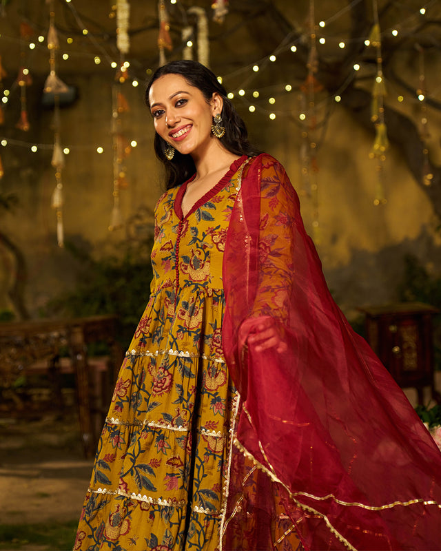 Noor Handblock Cotton Gotapatti Suit Set