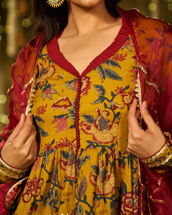 Noor Handblock Cotton Gotapatti Suit Set