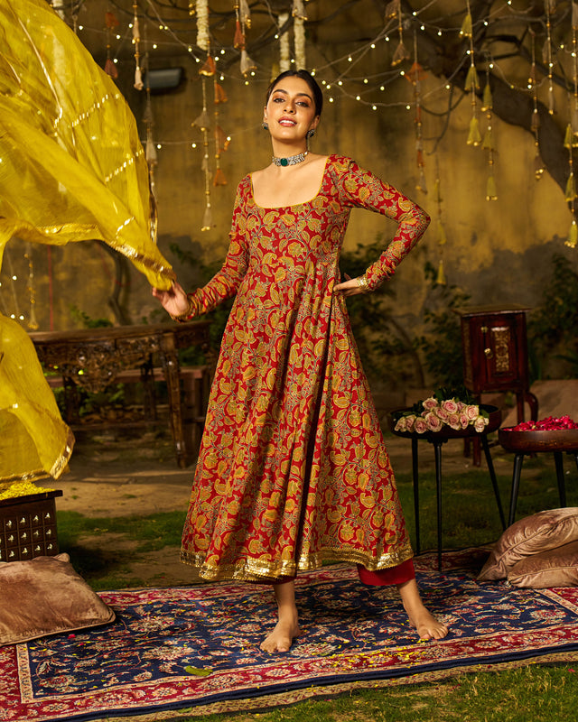 Kira Handblock Cotton Gotapatti Suit Set